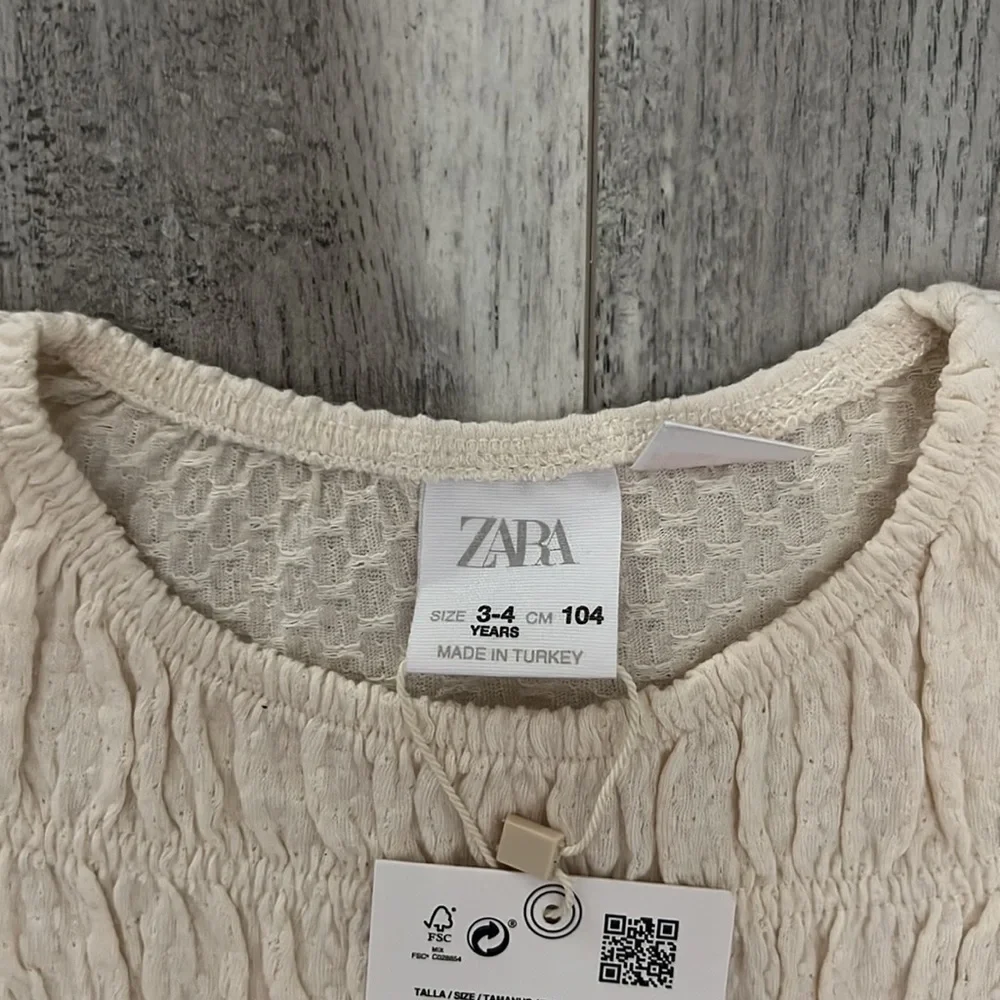Zara Smocked Structured Blouse Top